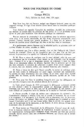 286-288, Pour une politique du crime, par Georges Picca