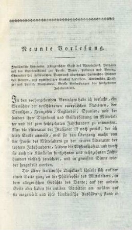 Neunte Vorlesung