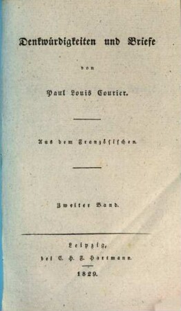 Denkwürdigkeiten und Briefe, 2