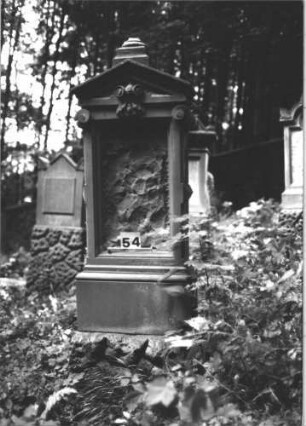 Grabstein 54 (Index: 100112754) Zustand: Inschrifttafel fehlt Maße HxBxT: 189x66x36 cm Symbolik: Mohnkapseln: Grabstein 54