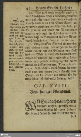 Cap. XVIII. Vom heiligen Abendmal