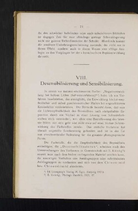 VIII. Desensibilisierung und Sensibilisierung.