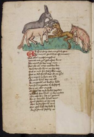 Ochse, Löwe, Schwein, Esel; (Vom alten Löwen, Kapitel XIX nach Pfeiffer)