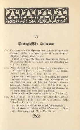 VI Portugiesische Litteratur