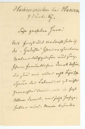 Korrespondenz von Theodor Storm an Unbekannt