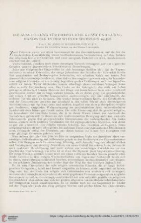 22: Die Ausstellung für christliche Kunst und Kunsthandwerk in der Wiener Secession 1925/26