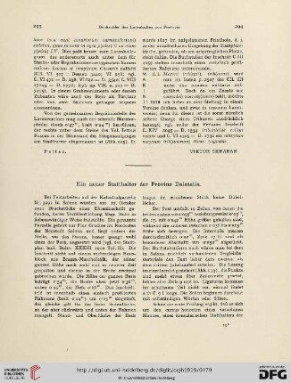 19/20.1919: Ein neuer Statthalter der Provinz Dalmatia