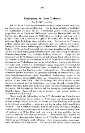 Entgegnung an Herrn Dobson