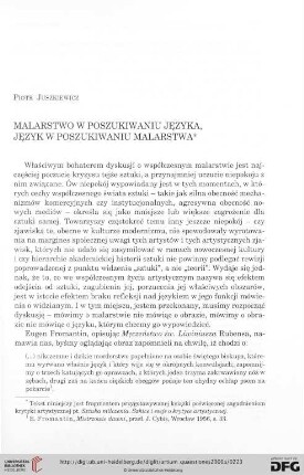 11: Malarstwo w poszukiwaniu języka, język w poszukiwaniu malarstwa