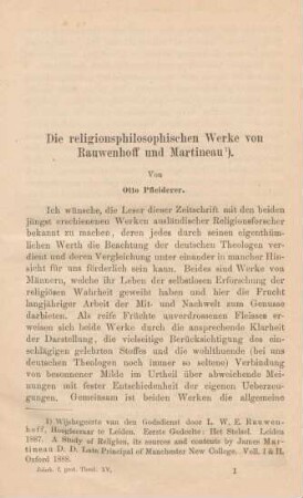1-54 Die religionsphilosophischen Werke von Rauwenhoff und Marineau