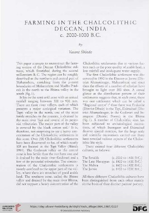 Farming in the Chalcolithic Deccan, India : c. 2000-1000 B.C.