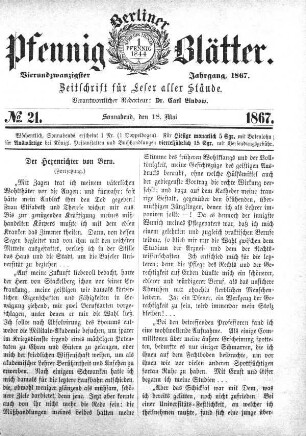 No. 21, Sonnabend, den 18. Mai
