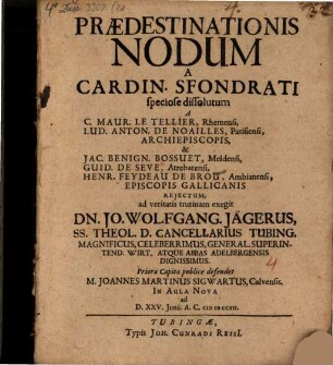 Praedestinationis nodus a Card. Sfondrati speciose dissolutus
