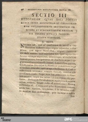 Sectio III. Hypothesin Mediam Indicans.