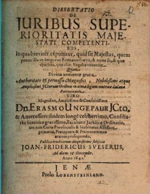 Diss. de iuribus superioritatis maiestati competentibus