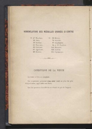 Nomenclature des médailles gravées ci-contre