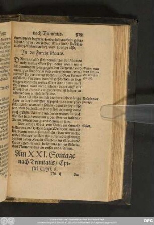 Am XXI. Sontage nach Trinitatis/ Epistel Ephes. 6.