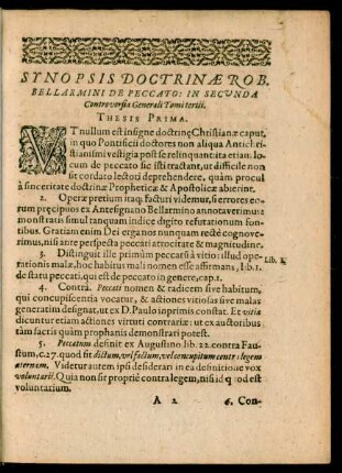 Synopsis Doctrinae Rob. Bellarmini De Peccato: ...