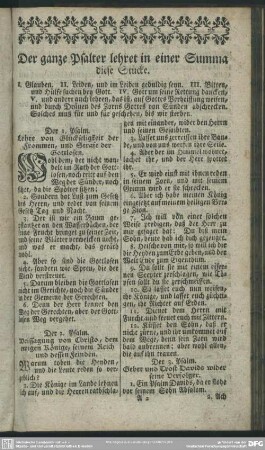 Der ganze Psalter lehret in einer Summa diese Stücke