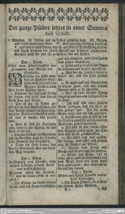 Der ganze Psalter lehret in einer Summa diese Stücke