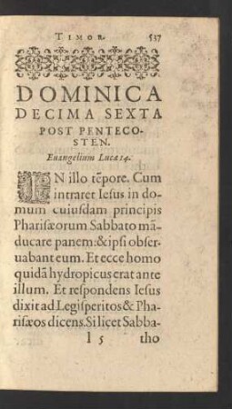 Dominica Decima Sexta Post Pentecosten.