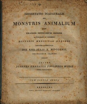 Diss. inaug. de monstris animalium