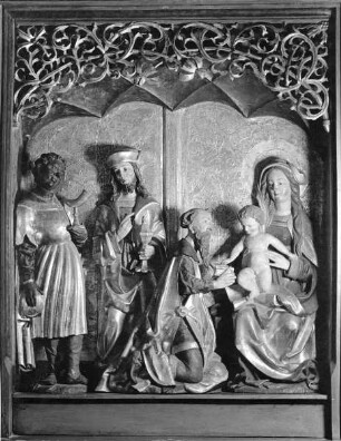 Dreikönigsaltar — Anbetung der Könige zwischen den heiligen Georg und Dorothea — Anbetung der Könige
