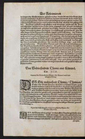 Von Wolriechendem Thymic oder Kümmel. Cap. XCII.