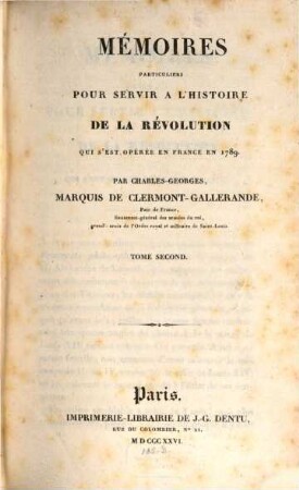 Mémoires particuliers pour servir à l'histoire de la révolution qui s'est operée en France en 1789, 2