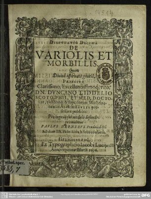 Disp. X de variolis et morbillis
