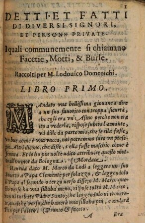 Facetie, motti, et burle di diversi signori et persone private