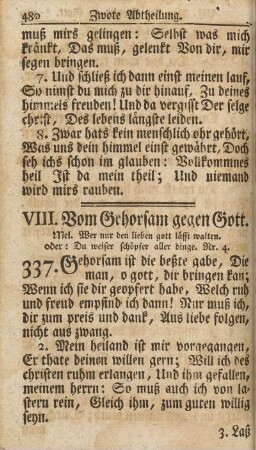 VIII. Vom Gehorsam gegen Gott