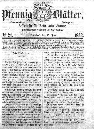 No. 24, Sonnabend, den 13. Juni 1863