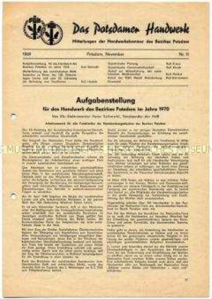 Mitteilungsblatt der Handwerkskammer Potsdam mit der Erwähnung der Verleihung der Ehrennadel für Volksbildung an Roswitha Moxter - Personenkonvolut