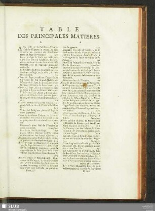 Table Des Principales Matieres
