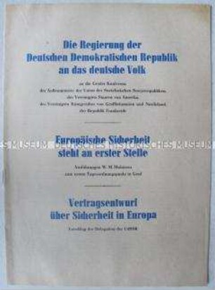 Sonderdruck mit Dokumenten und Stellungnahmen zur Genfer Außenministerkonferenz 1955