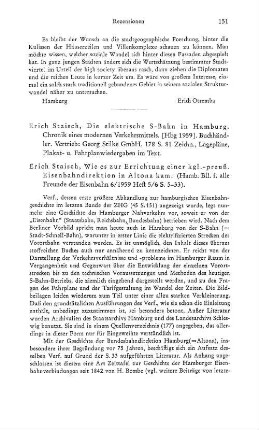 Staisch, Erich :: Die elektrische S-Bahn in Hamburg, Chronik eines modernen Verkehrsmittels : Hamburg, Stilke, 1959