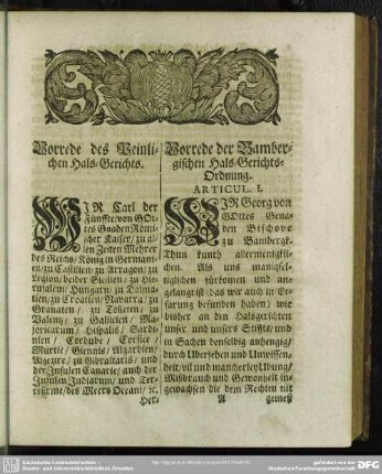 Vorrede des Peinlichen Hals-Gerichts