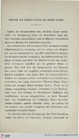 Vorwort zur zweiten Hälfte des ersten Bandes