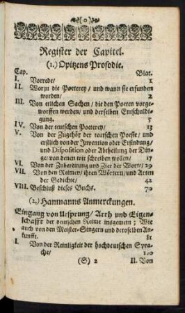 Register der Capitel.