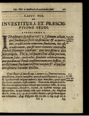 Caput VIII. De Inverstitura Et Praæscriptione Feudi.