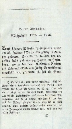Erster Abschnitt Königsberg 1776 - 1796