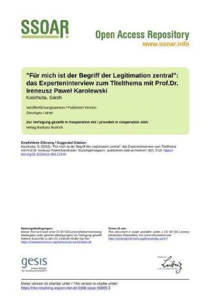 "Für mich ist der Begriff der Legitimation zentral": das Experteninterview zum Titelthema mit Prof.Dr. Ireneusz Paweł Karolewski