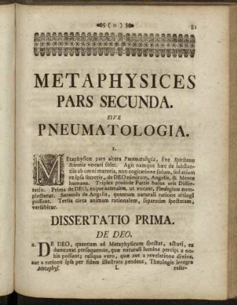 Dissertatio Prima. De Deo.