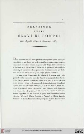 14: Relazione degli scavi di Pompei : da Agosto 1842 a Gennaio 1852