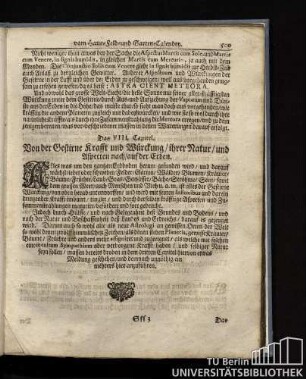 Das VIII. Capitel. Von der Gestirne Krafft und Würckung, ihrer Natur, und Aspecten nach, auf der Erden