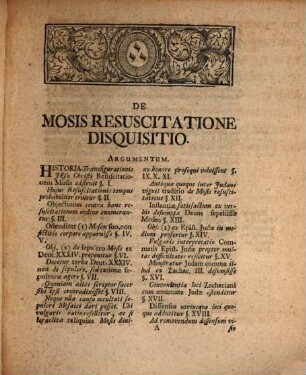 Disquisitio ... de Mosis resuscitatione