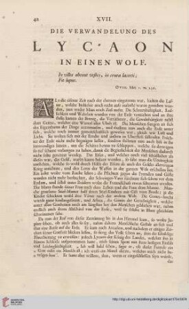 XVII: Die Verwandelung des Lycaon in einen Wolf