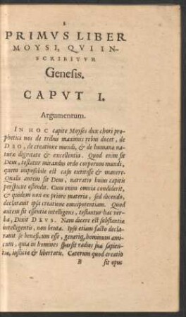 Primus Liber Moysi, Qui Inscribitur Genesis.