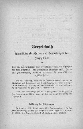 Verzeichniß sämmtlicher Ortschaften und Gemarkungen des Herzogthums